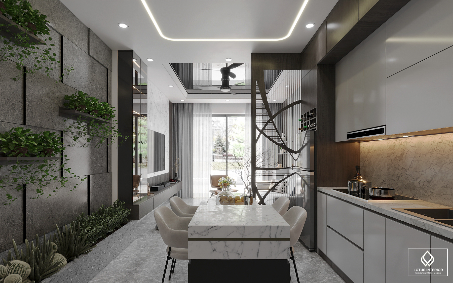 Nội thất tối giản, gọn gàng giúp không gian thông thoáng